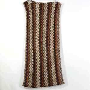 Chevron Brown, Black, Rust, Tan Knit Infinity Scarf Made In Italy